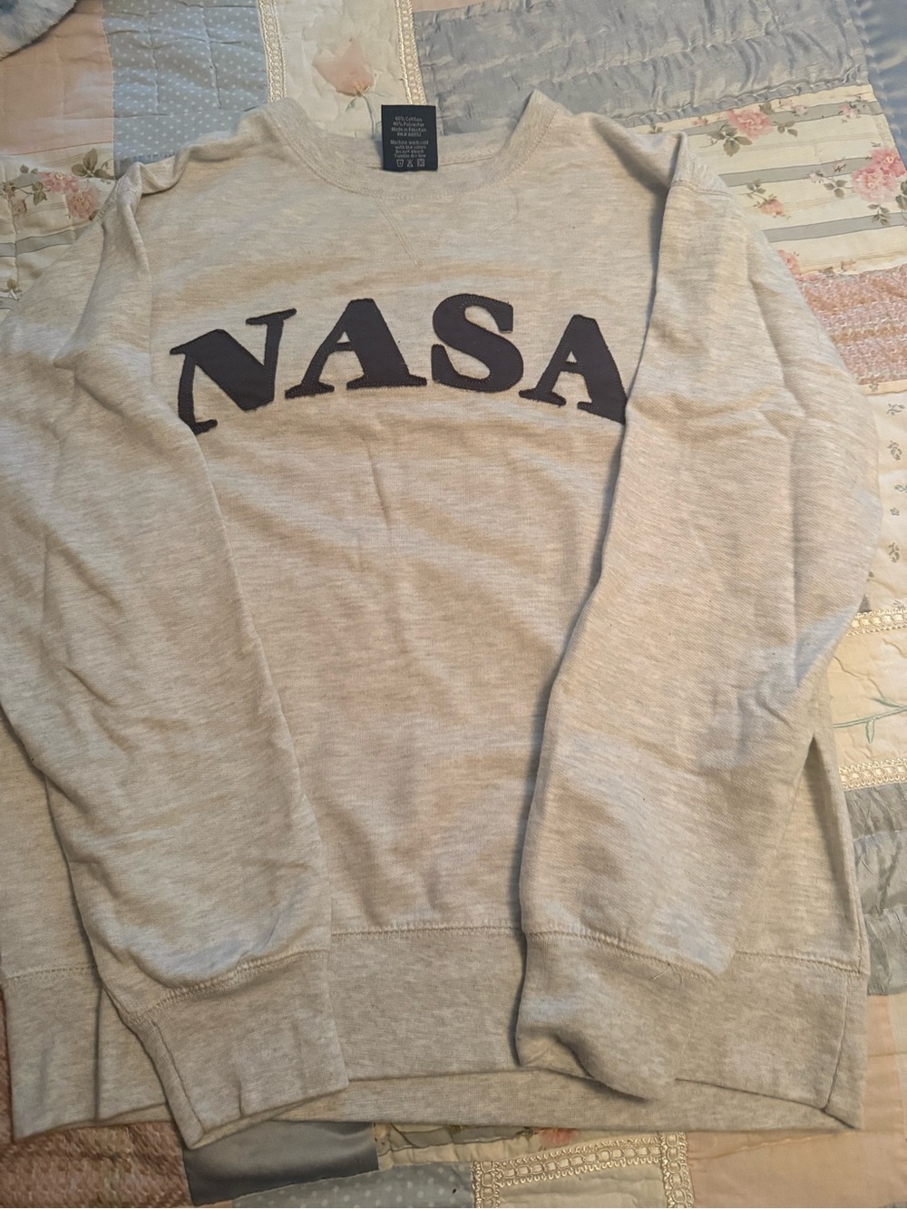NASA Crewneck Sweatshirt in Light Gray